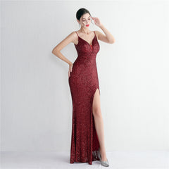 Sequin Beaded Fishtail Maxi Dress