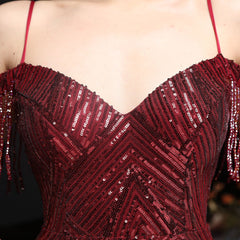 Sequined V-Neck Fishtail Dress