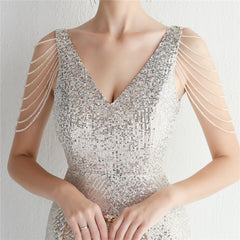 Sequined Fringe Fishtail Maxi Dress