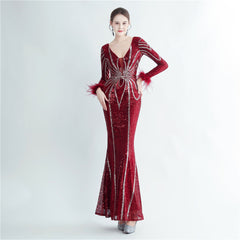 Sequin Feather Maxi Dress