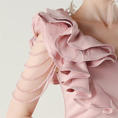 One-Shoulder Beaded Maxi Dress