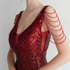 Sequined V-Neck Slim Maxi Dress