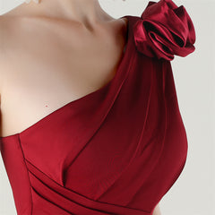 One-Shoulder 3D Floral Maxi Dress