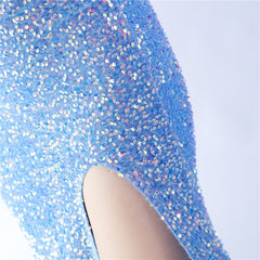 Off-Shoulder Sequin Feather Maxi Dress