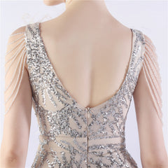 Ostrich Feather Beaded Maxi Dress