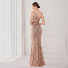 Asymmetric Sequin Maxi Dress