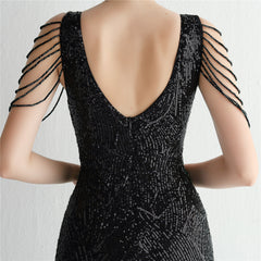 Sequined Fishtail Maxi Dress