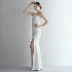 One-Shoulder Asymmetric Split Maxi Dress