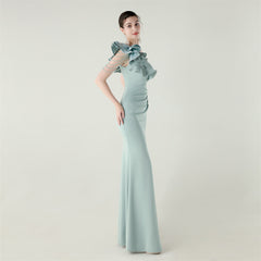 One-Shoulder Beaded Maxi Dress