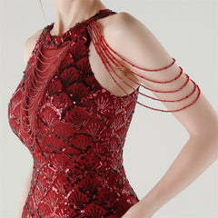 Sequined Fishtail Maxi Dress