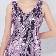 Sequined V-Neck Maxi Dress