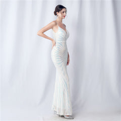 Elegant Sequin V-Neck Maxi Dress