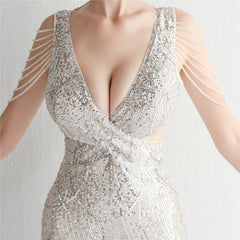 Sequined Fishtail Maxi Dress