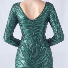 Sequined V-Neck Maxi Dress