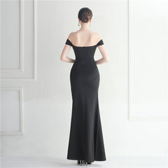 Off-Shoulder Split Maxi Dress