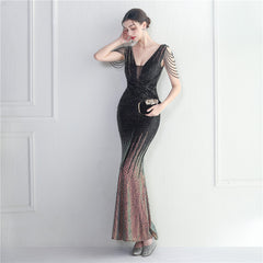 Sequined Fishtail Maxi Dress