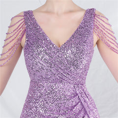 Sequined V-Neck Bodycon Dress