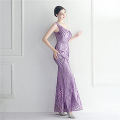 One-Shoulder Sequin Maxi Dress