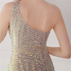 Asymmetric Sequin Maxi Dress