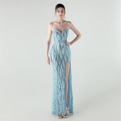 Sequined Heart-Collar Maxi Dress