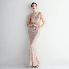 Sequined Fringe Fishtail Maxi Dress