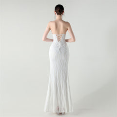 Sequined Heart-Collar Maxi Dress