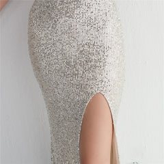 Sequin Beaded Fishtail Maxi Dress