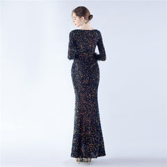 Ostrich Feather Sequined Maxi Dress