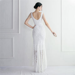 Sequined Beaded Fishtail Maxi Dress