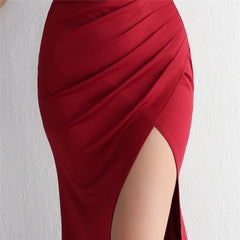 V-Neck Split Fishtail Maxi Dress