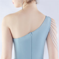 Beaded One-Shoulder Maxi Dress