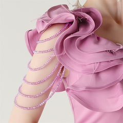 One-Shoulder Beaded Maxi Dress