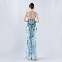 Sequined Boned Floral Maxi Dress